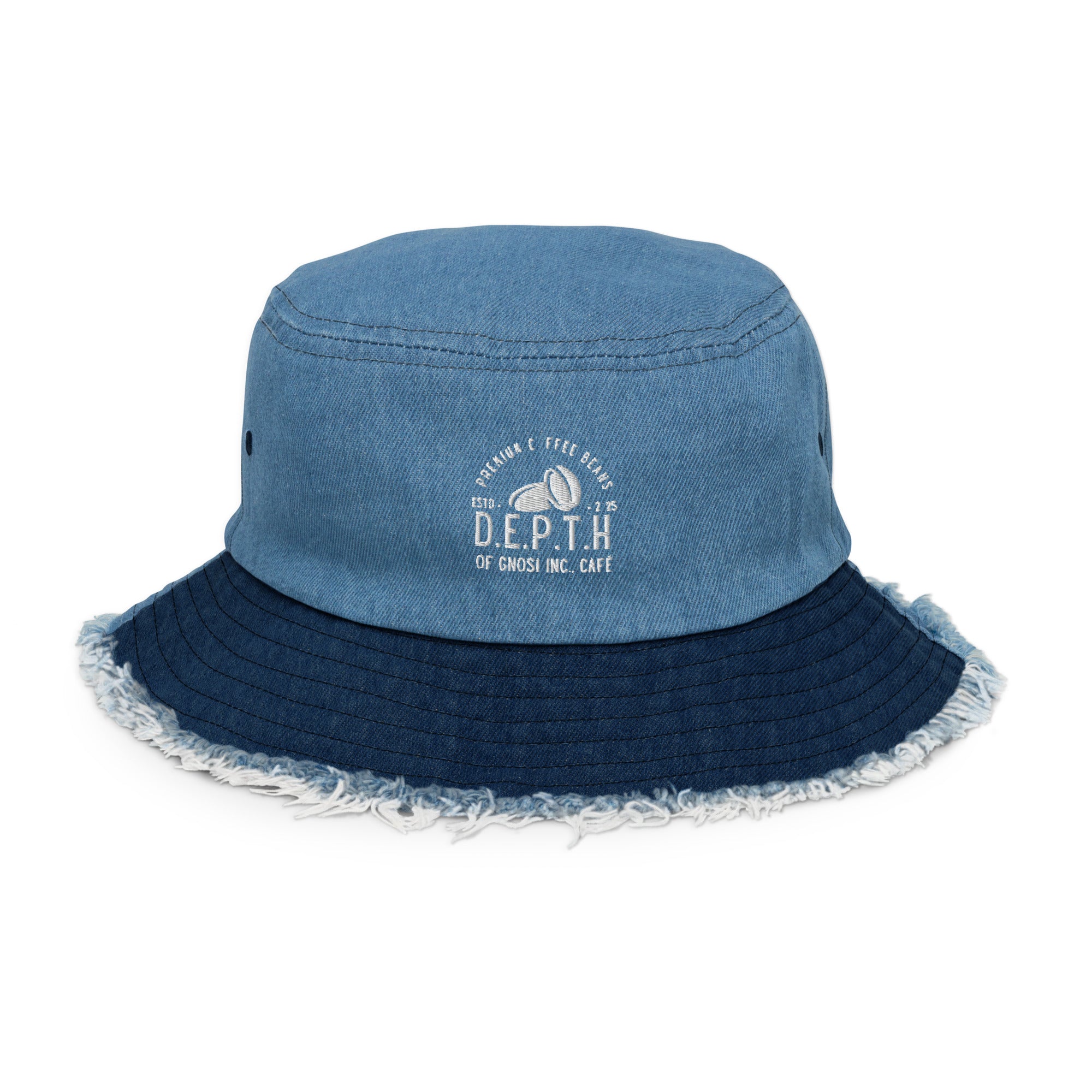 Distressed Denim Bucket Hat – D.E.P.T.H OF GNOSI INC., Café